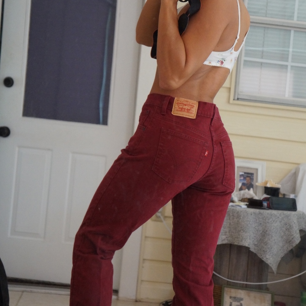 Burgundy Levi's Boot-cut Jeans
